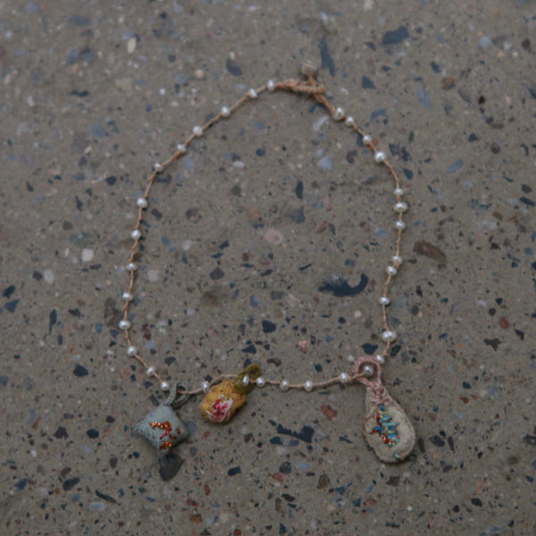 Antomoon Glass Beads and Silk Jewelry Bracelet ATM-Antomoon-3-8-white beads (Antomoon-3-1)